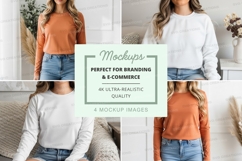 Long sleeve t-shirt mockup on models Product Image 1