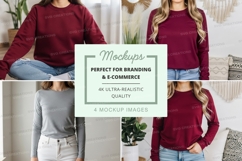 Women's long sleeve crew neck sweatshirt mockup Product Image 1