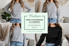 Long sleeve t-shirt mockup with model Product Image 1