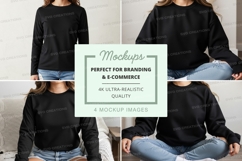 Long sleeve t-shirt mockup - black - front and back views Product Image 1