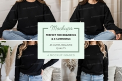 Black crew neck sweatshirt mockup Product Image 1