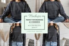 Black crew neck sweatshirt mockup Product Image 1