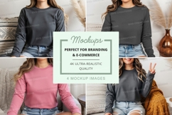 Women's long sleeve t-shirt mockup in black and pink Product Image 1