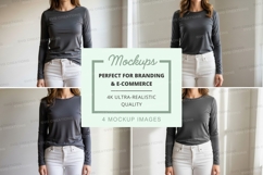 Long sleeve t-shirt mockup in gray Product Image 1