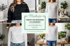 Long sleeve t-shirt mockup on model Product Image 1