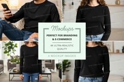 Black long sleeve t-shirt mockup Product Image 1