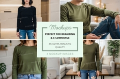 Long sleeve t-shirt mockup with multiple models Product Image 1