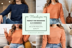 Long sleeve crew neck t-shirt mockup Product Image 1