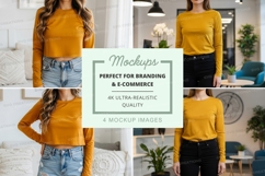 Mockup of yellow long-sleeve crop top Product Image 1