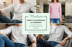 Group mockup with t-shirts and jeans Product Image 1