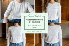Long sleeve t-shirt mockup with model Product Image 1