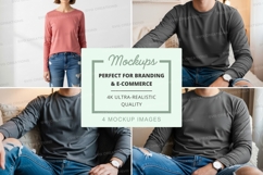 Group mockup of long sleeve t-shirts Product Image 1
