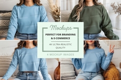 Long sleeve crew neck sweatshirts mockup Product Image 1
