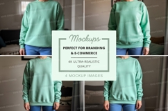 Sweatshirt mockup - light green oversized crew neck Product Image 1