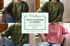 Oversized sweatshirt mockup in green and pink Product Image 1
