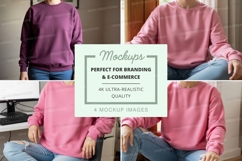 Oversized sweatshirt mockup with pink and purple colors Product Image 1