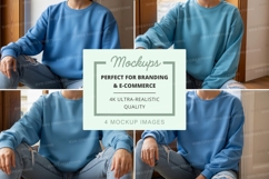 Oversized crew neck sweatshirt mockup in light blue Product Image 1
