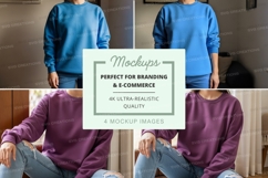 Sweatshirt mockup - blue and purple oversized sweatshirts Product Image 1