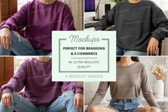 Long sleeve t-shirt mockup in various colors Product Image 1