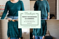 Teal long sleeve sweatshirt mockup Product Image 1