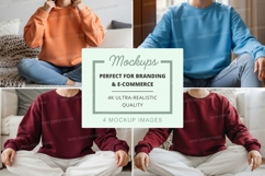 Sweatshirt mockup with models in relaxed positions Product Image 1