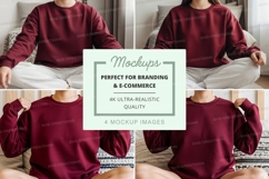 Sweatshirt mockup with model sitting in four different poses Product Image 1