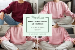 Mockup of pink and burgundy crew neck sweatshirts Product Image 1
