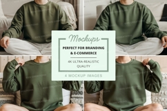 Mockup of green long sleeve t-shirt with white pants Product Image 1