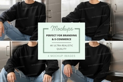Black crew neck sweatshirt mockup Product Image 1