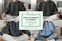 People wearing black crew neck sweatshirts and white pants m Product Image 1