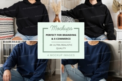 Hoodie mockup with models in black and navy blue Product Image 1