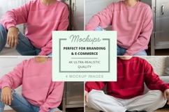 Oversized sweatshirt mockup with model in different colors Product Image 1