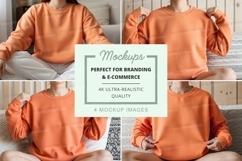 Orange puff sleeve sweatshirt mockup Product Image 1