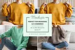 Sweatshirt mockup with three models Product Image 1