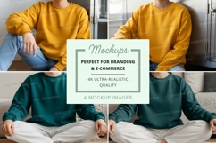 Mockup of yellow and teal sweatshirts with models Product Image 1