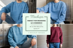 Sweatshirt mockup in blue and burgundy colors Product Image 1