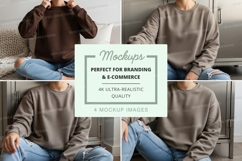Sweatshirt mockup - oversized crew neck sweatshirt in beige Product Image 1