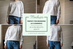 White cropped sweatshirt mockup on model Product Image 1