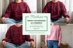 Sweatshirt mockup in burgundy and pink colors Product Image 1