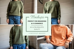 Mockup of oversized sweatshirts in green and orange Product Image 1
