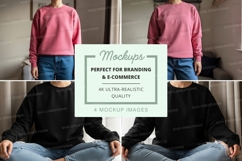 Sweatshirt mockup with pink and black variations Product Image 1