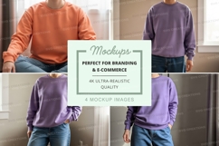 Purple crew neck sweatshirt mockup Product Image 1