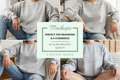 Oversized crew neck sweatshirt mockup in light gray Product Image 1