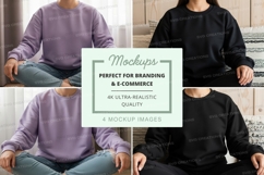 Sweatshirt mockup - long sleeve crew neck in purple and blac Product Image 1
