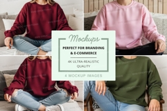 Sweatshirt mockup with models sitting on a sofa Product Image 1