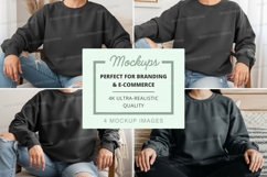 Black sweatshirt mockup with model Product Image 1