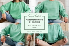 Green oversized sweatshirt mockup Product Image 1