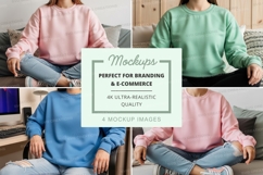 Sweatshirt mockup with models in various colors Product Image 1
