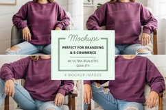 Purple oversized sweatshirt mockup on chair Product Image 1