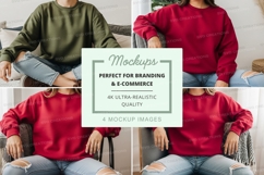 Oversized sweatshirt mockup in green and red Product Image 1